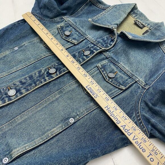 NY Jeans Denim Medium Wash Cotton Button Down Jean Jacket Woman's Medium Y2K - Picture 6 of 11